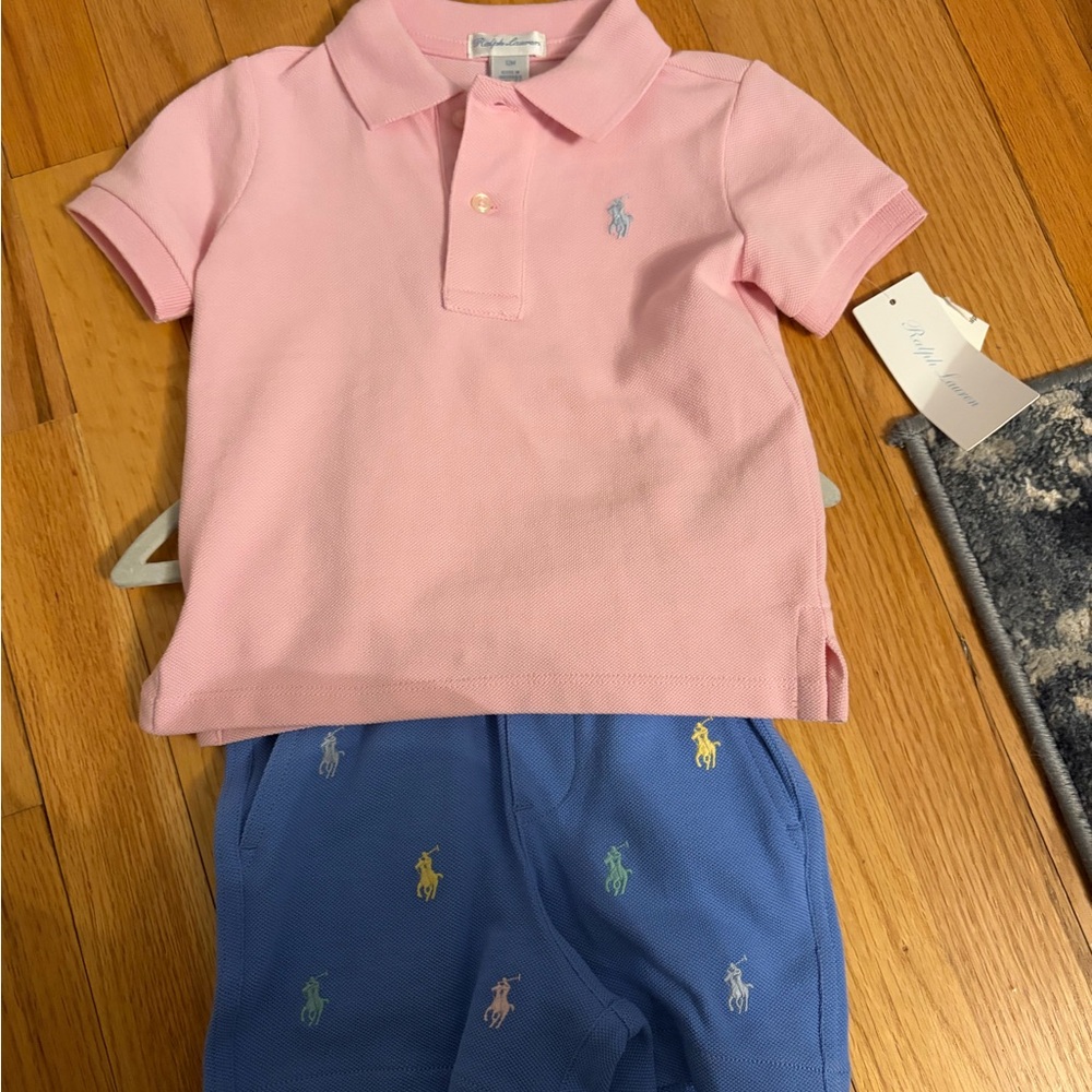 Polo by Ralph Lauren Pink and Blue Kids Polo Set